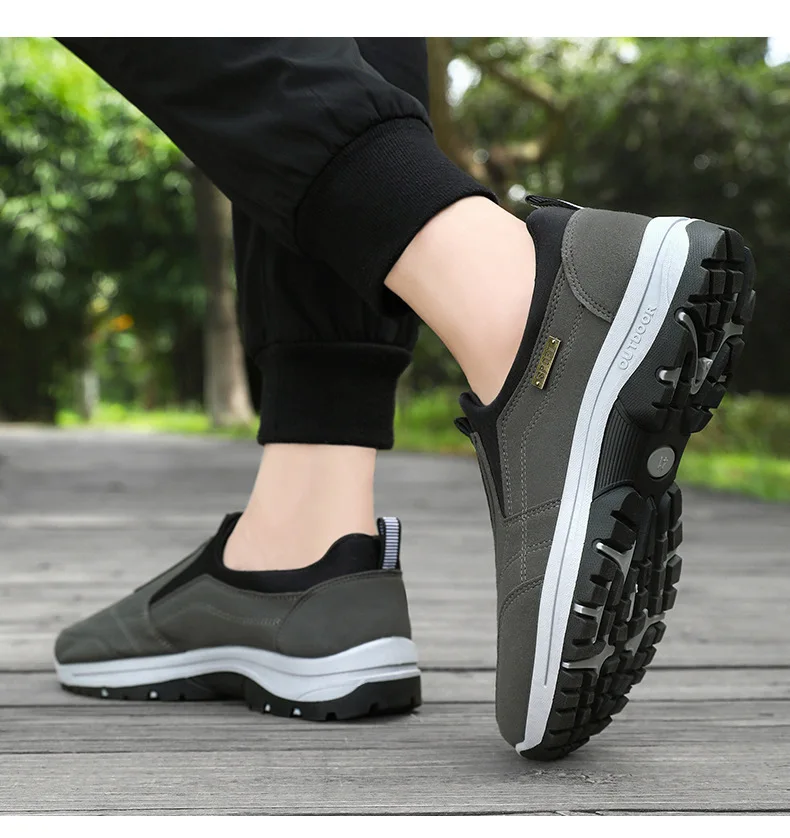 Wasserdichte Slip-On-Wanderschuhe für ältere Herren, rutschfest, stoßdämpfend, mit Profilsohle, für den täglichen Gebrauch im Freien, Freizeitschuhe, Wanderschuhe – Detail 18