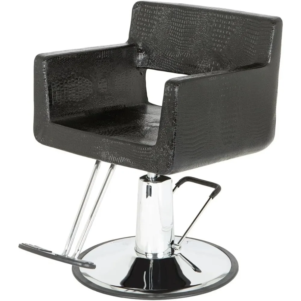 

Buy-Rite Rosa Styling Chair for Salons & Barbershops - Crocodile Black, 23" Heavy-Duty Chrome Base, Wide Seat, Hydraulic Pump, N