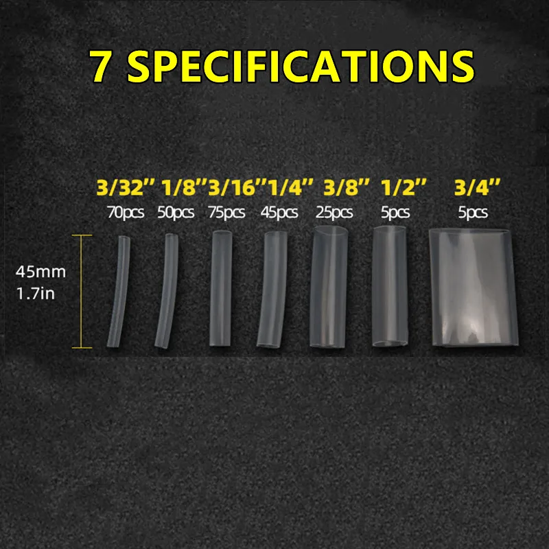 275pcs Heat Shrink Tubing Kit 3:1 Ratio Adhesive Clear Lined For Marine Grade Shrink Wrap Industrial Electrical Cable Sleeve