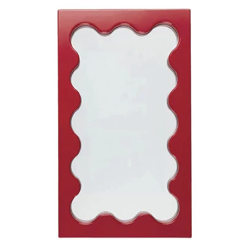 ABKY-Nordischer Ins-Stil Rechteckiger Wellenförmiger Schminkspiegel für Schreibtisch, Wand, Badezimmer, Schlafzimmer und Eingang