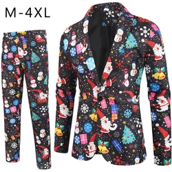 2024 New Christmas 2 Pieces Suits for Men （ Blazer + Trousers ） X-mas Prom Stage Single-breasted Suit Jacket Sets Costume Homme