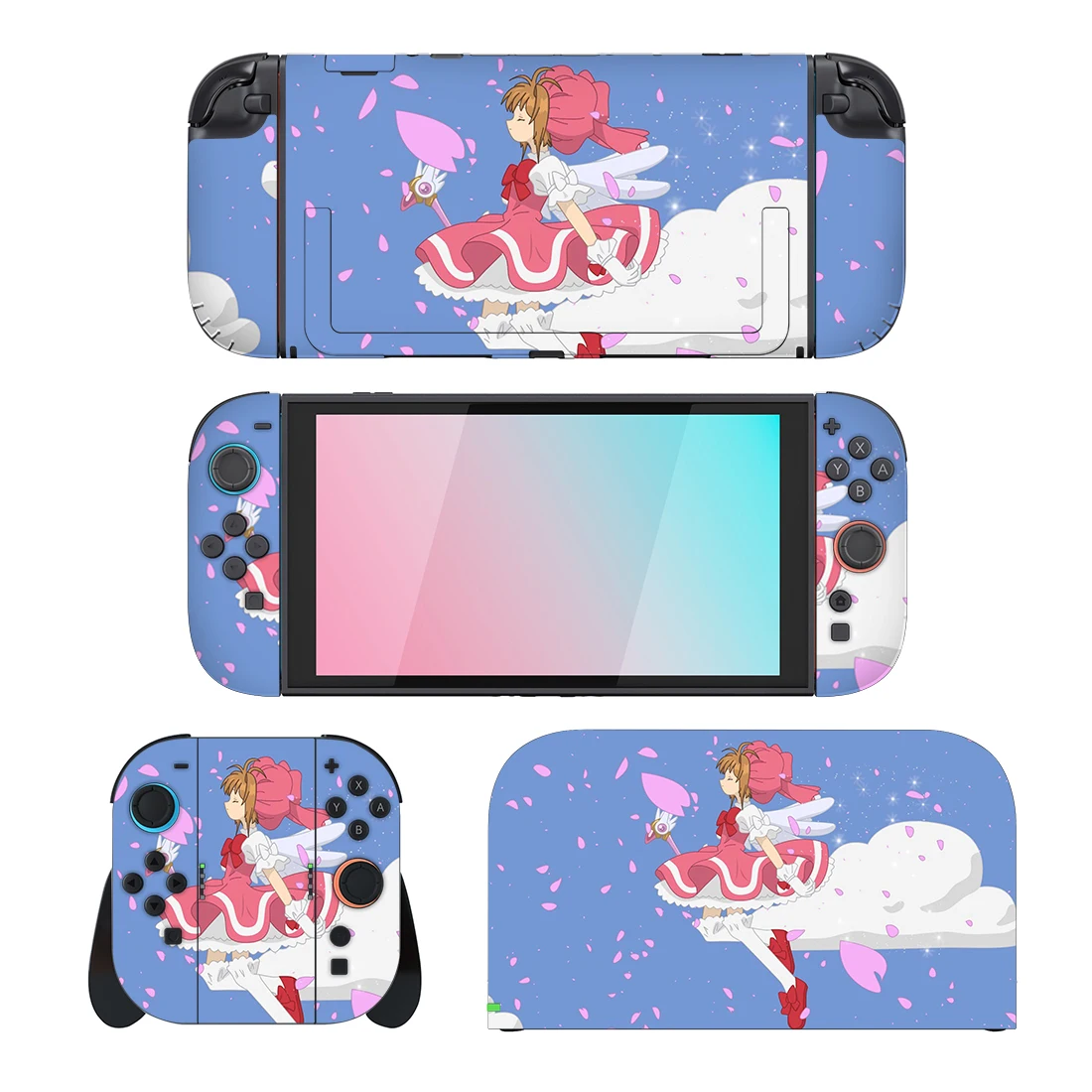 Card Captor Sakura Protector Sticker Skin dla Nintendo Switch 2 NS Console Dock Charger Stand Holder Joy-con Controller Vinyl