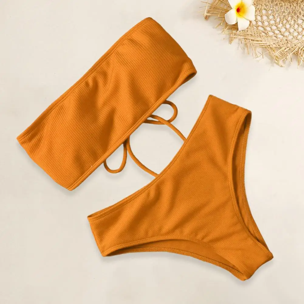 1 Set Soft Bathing Suit Wire-Free Bikini Set with Chest Pad Split Bikini Summer Women Bathing Suit  Swimming