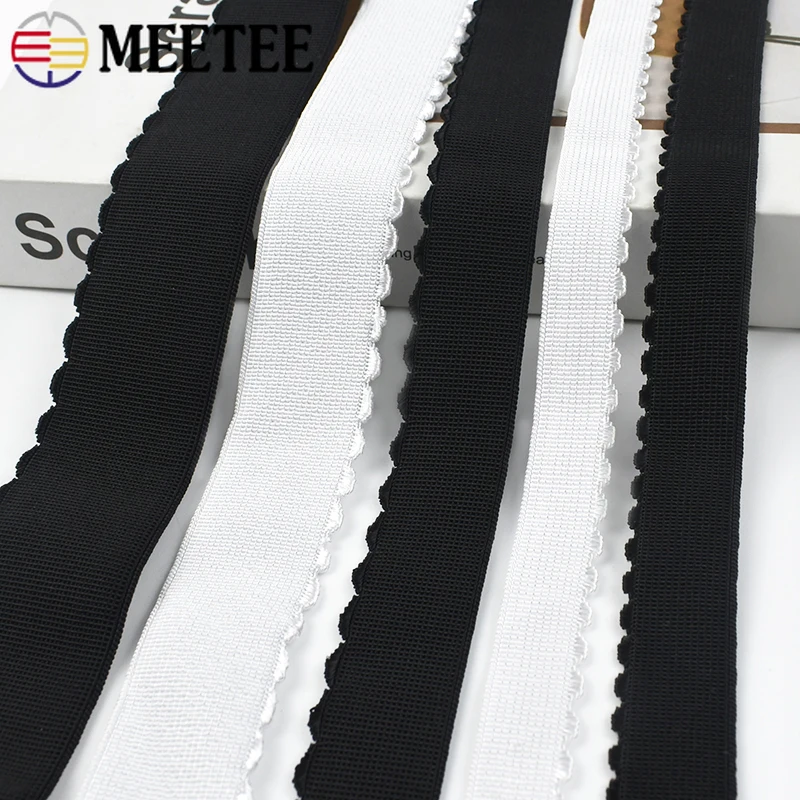 

Meetee 2/5Meters Nylon Elastic Band 10-50mm Black White Lace Rubber Tape Bra Underwear Webbing Strap Belt DIY Sewing Accessories