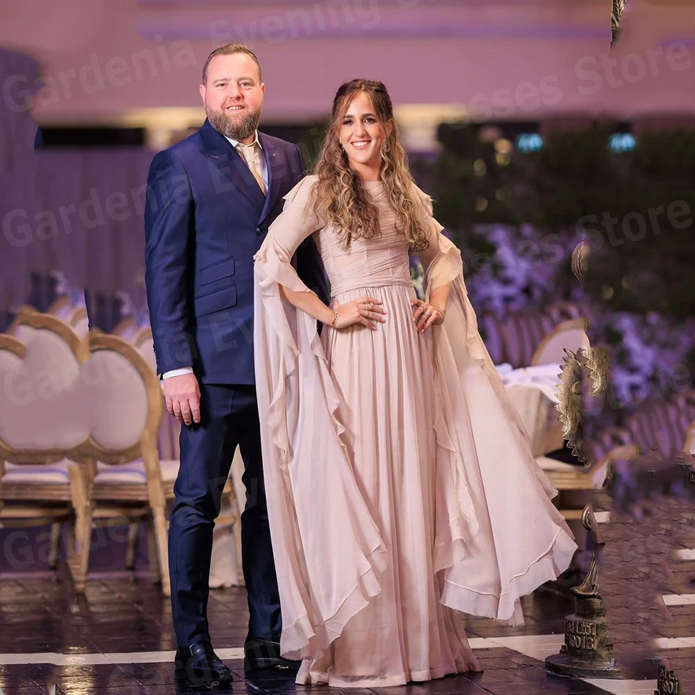 

Graceful A Line Women's Evening Dresses O Neck Prom Gowns Customized Long Sleeved Party فساتين للمناسبات الخاصة Robe De Soirée