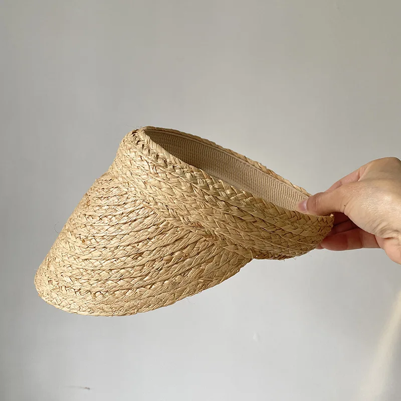 Simple Summer Hat for Women Straw Hat Solid Color Empty Top Peaked Cap Sun Hat Unisex Visor Curved Brim Beach Hat Sun Protection