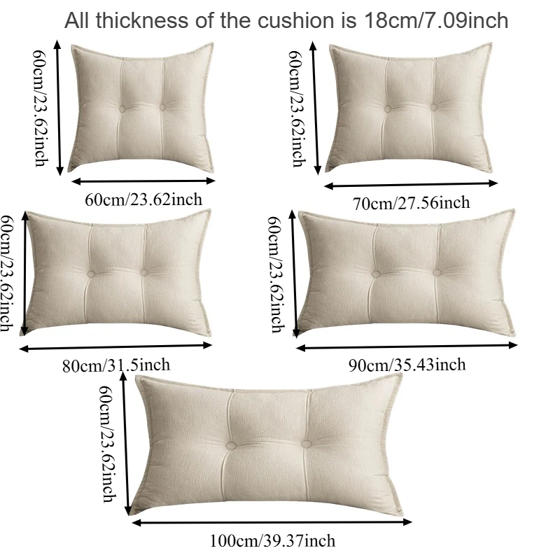 Ergonomic Bedhead Cushion  Bed Reading Waist Support Large Backrest PP Cotton Filled Tatami Waist Pillow Removable and Washable - view 6