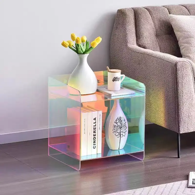

Light luxury acrylic simple living room balcony colorful small coffee table, bedroom acrylic bedside table