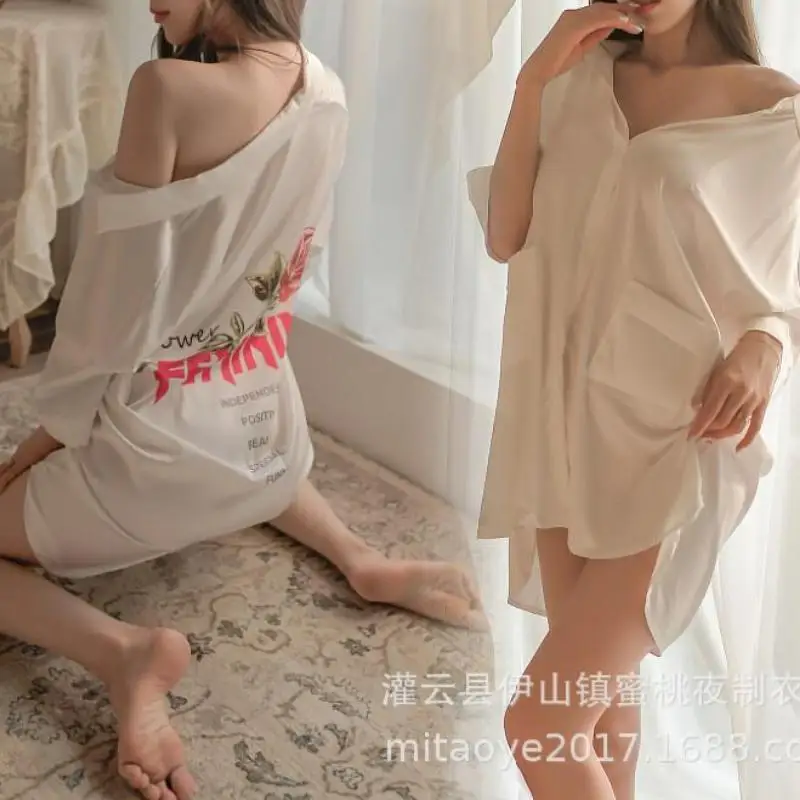 

Женский домашний халат-пижама из искусственного шелка с принтом в повседневном стиле для отпуска, летний, с кружевом, сексуальный, для сна и отдыха