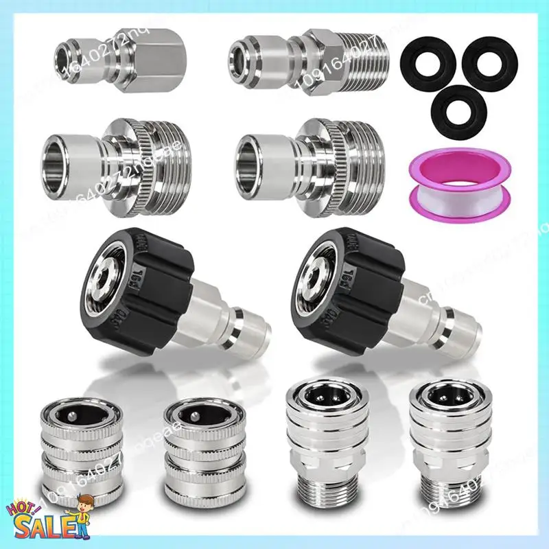 

N08R 10Pack Pressure Washer Quick Connect Fittings, M22-14Mm Swivel To 3/8Inch Quick Connect Kit Easy Install Easy To Use
