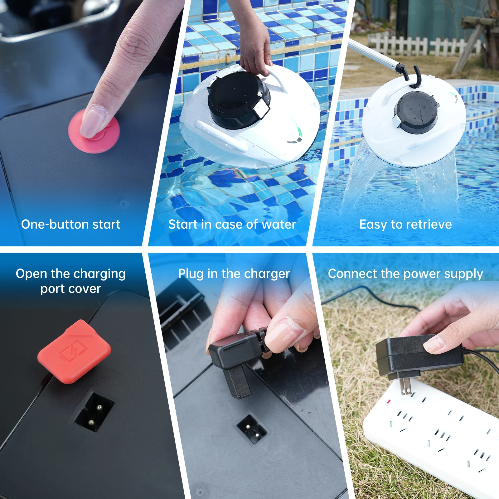 Cordless Robotic Pool Vacuum Cleaner Automatic Smart Wireless Swimming Pool Cleaner Robot Skimmer With Filter Battery