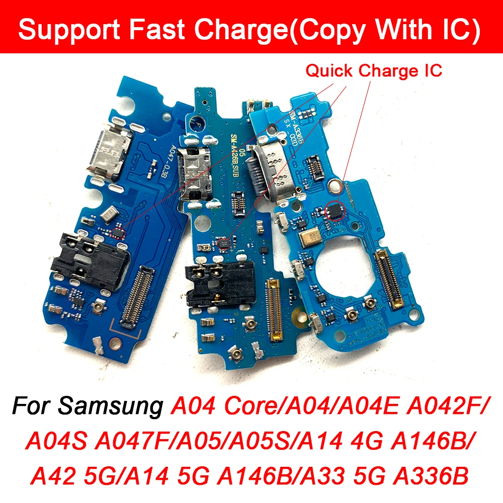 USB Charging Port Board Flex Cable Connector Parts For Samsung A04E A04 Core A05 A05S A14 4G A145P 5G A146B A33 A336B A42 5G