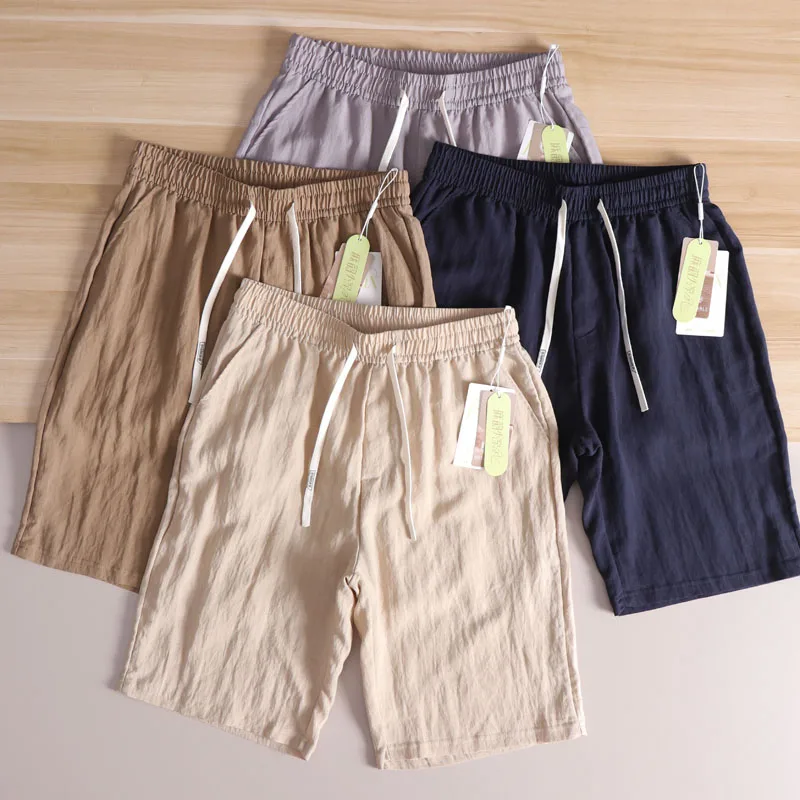 

Cool Feeling Summer Men's Basic Loose Fit Elastic Waist Casual Breathable Thin Five-Quarter orts Faionable Urban Japanese...