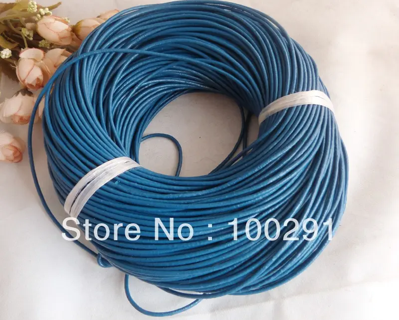 100m 2mm Wholesale price ,high quality blue leather cord , round jewelry findings