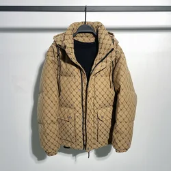 Inverno para baixo homens jaqueta de alta qualidade jacquard bordado para baixo casaco homem juventude com capuz jaquetas luxo puffer homem parkas quente engrossar