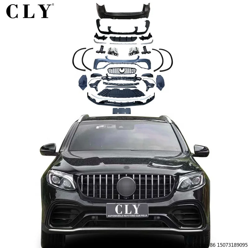

Передние бамперы для Mercedes-Benz GLC X253 (2016+) GLC300 GLC260 SUV, обновление до стиля GLC63, задние бамперы, решетка радиатора, внутренняя обшивка, задний диффузор, насадка на выхлопную трубу