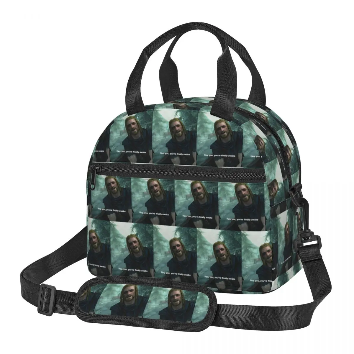 

Hey You You'Re Finally Awake Skyrim Insulated Lunch Bag for Women Bento Storage Food Boxes Portable Cooler Thermal Lunch Box
