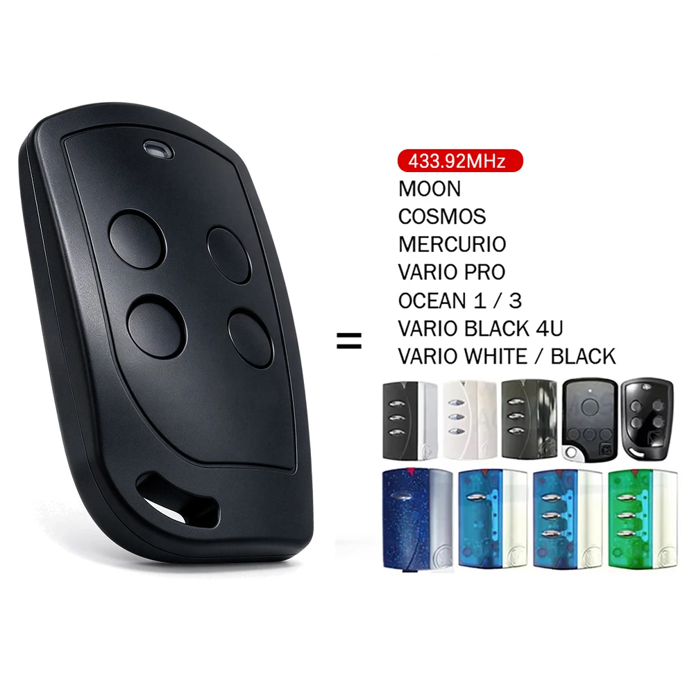 For VARIO PRO / VARIO BLACK 4U / OCEAN / MOON / COSMOS / MERCURIO Garage Door Remote Control 433.92mhz Gate Keyfob Transmitter