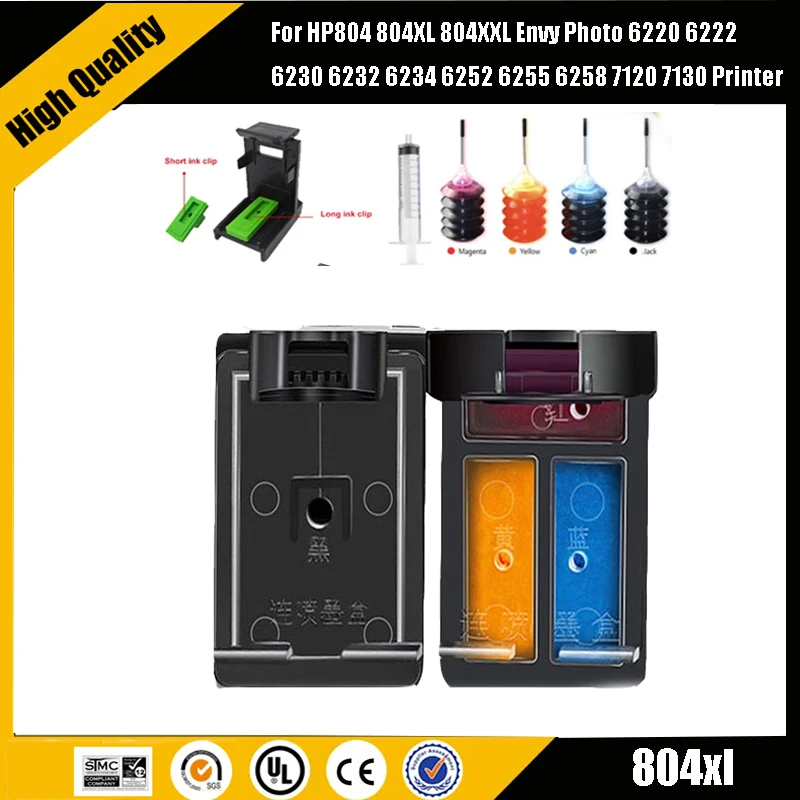 Einkshop Compatible Refillable Ink Cartridge For HP804 804XL 804XXL Envy Photo 6220 6222 6230 6232 6234 6252 6255 6258 7120 7130