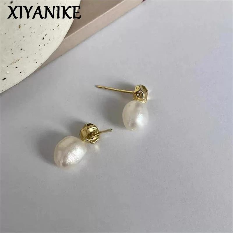 XIYANIKE Pearl Geometric Ear Stud Earrings For Women Girl Fashion New Jewelry Accessories Gift Party серьги женские