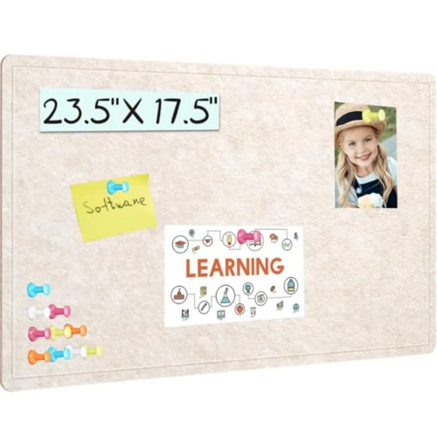 

Доска для объявлений 23,5 x 17,5 дюймов, пробковая доска с 20 кнопками, фетровая пробковая доска, доска для заметок, самоклеящаяся доска для визуализации идей, доска для настроения B