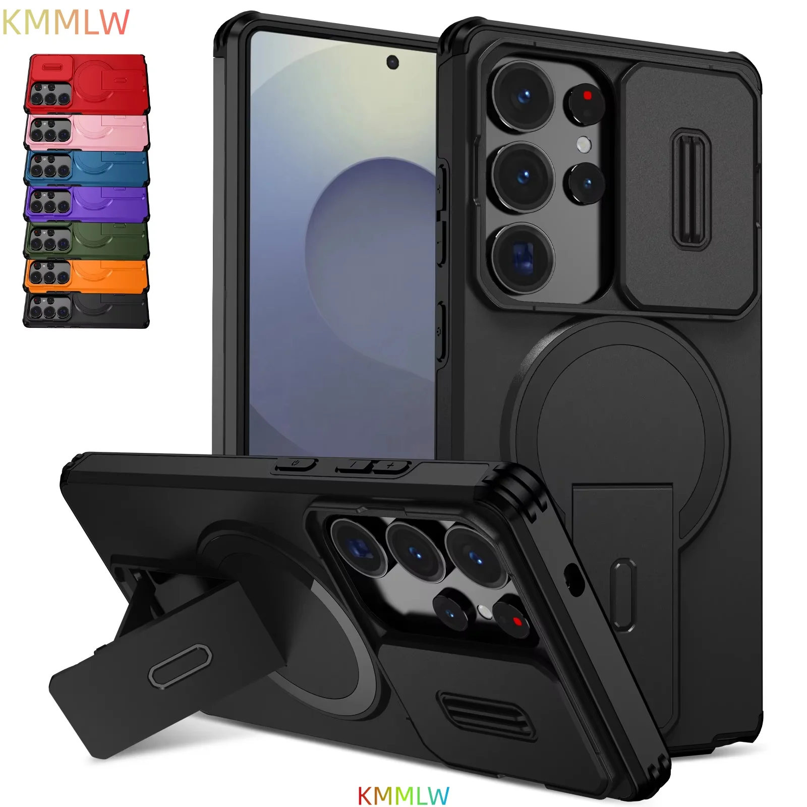 Capa Protetora de Lente para Câmera de Celular Samsung Galaxy S24 Ultra S25 Ultra S24 S25 Plus S24 FE S25 FE S24 S25 com Suporte Magnético