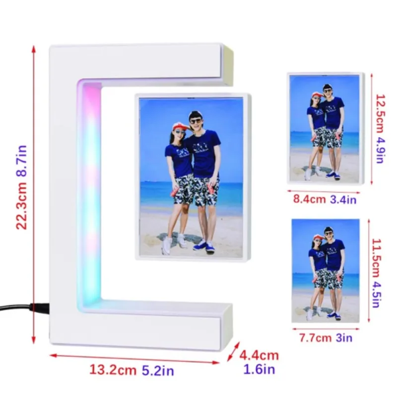 Levitating Photo Frame Floating Rotating Display Stand Modern Home Office Decor Unique Gift for Birthday Children Friends