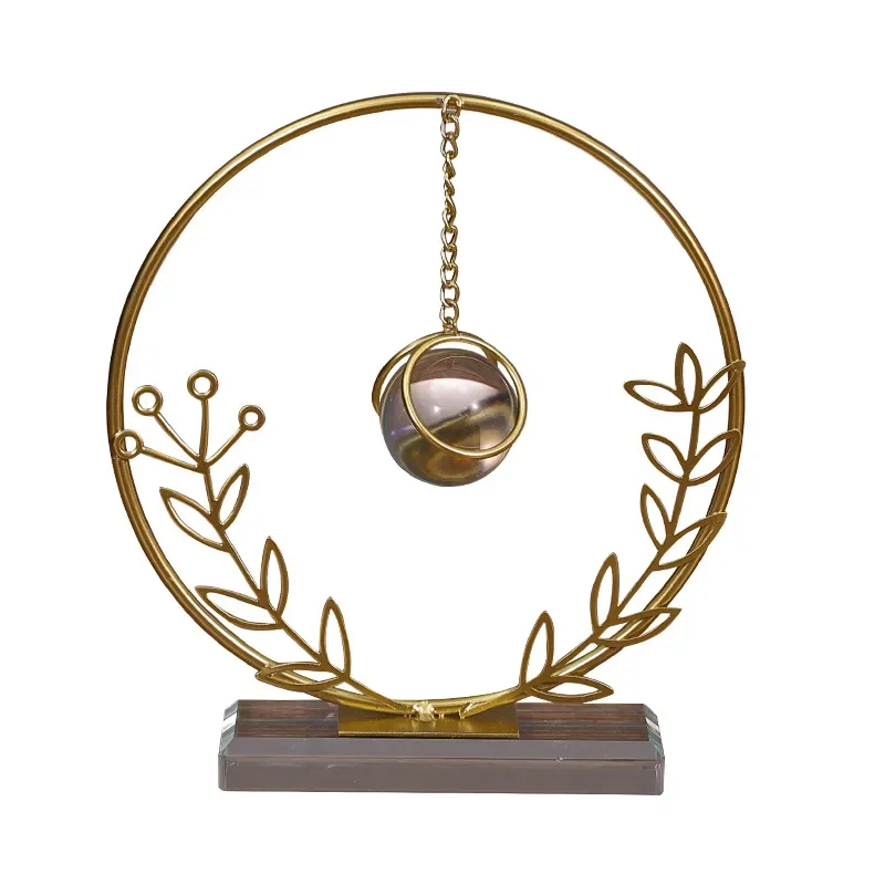 

European Light Luxury Geometric Metal Crystal Ball Ornament Wheat Ear Iron Crafts Creative Home Office Decoration