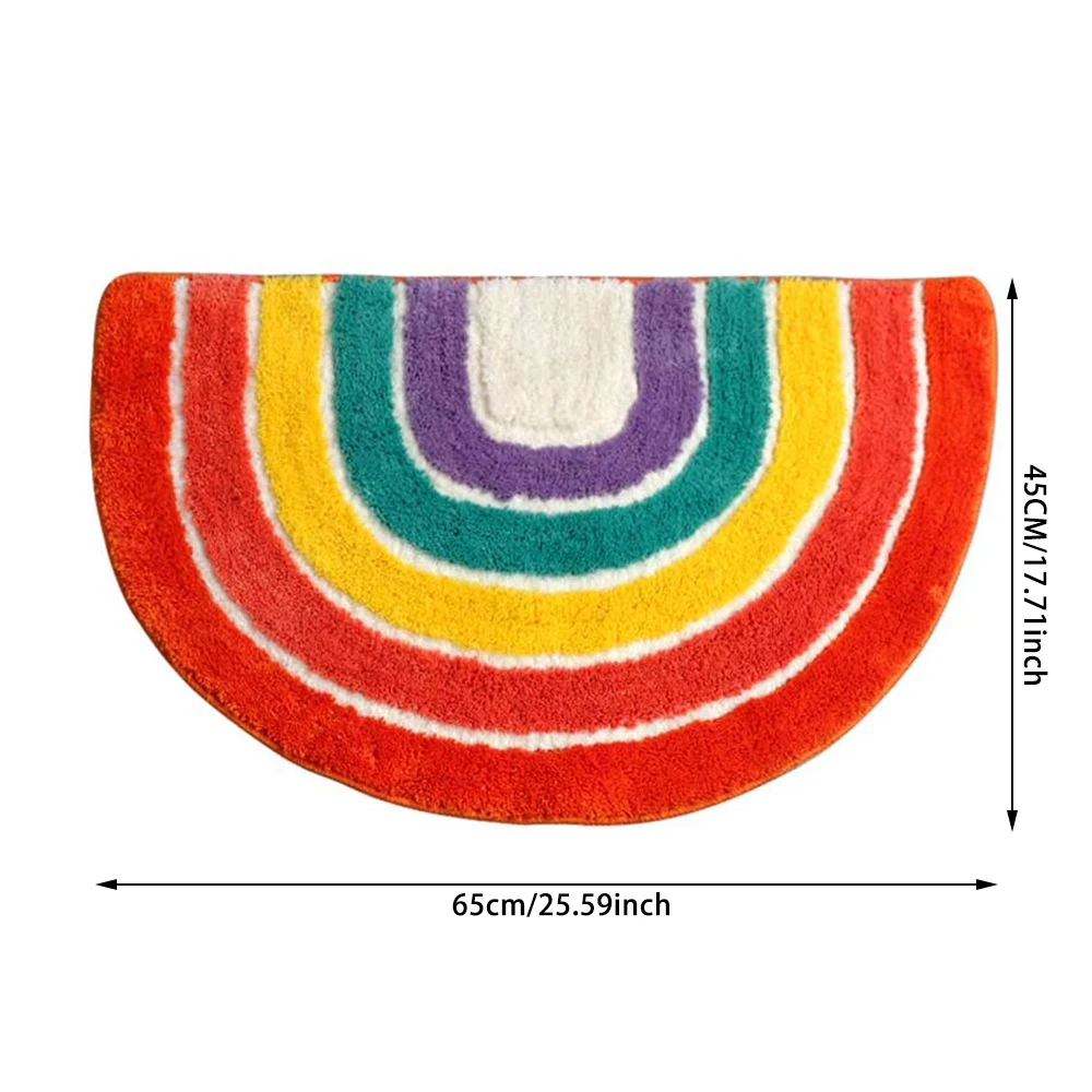 Children’s Cute Doormat Rainbow Shape Carpet Semicircular Superfine Fiber Absorbent Bathroom Mat, Front Doormat, Floor Carpet