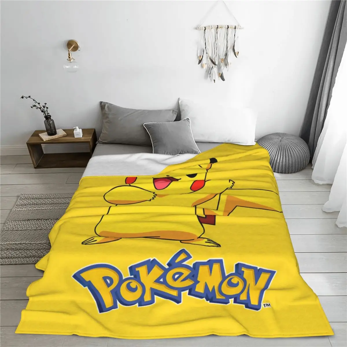 Pokemon Pikachu Anime Coral Fleece Plush Throw Blanket Cute Cartoon Game Blanket for Bedding Car Lightweight Quilt