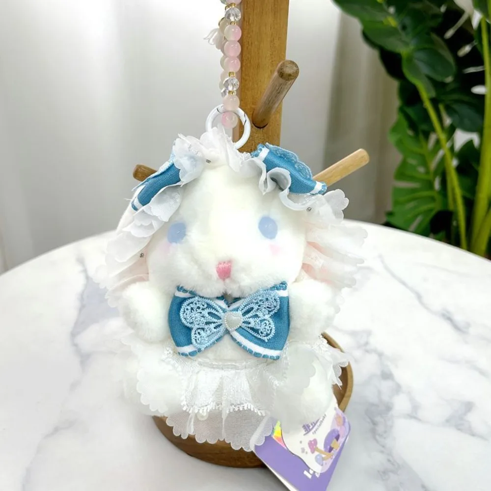 

Princess Pearl Dress Plush Rabbit Keychain Cartoon Soft Rabbit Doll Keyring Kawaii Stuffed Drooping Ear Rabbit Pendant