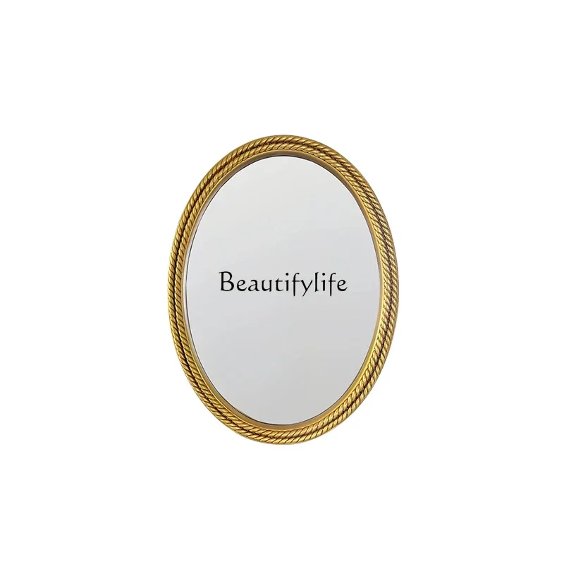 

LFrench Light Luxury Oval Living Room Wall-Mounted Decorative Mirror Bathroom Countertop Makeup Mirror Smart LED