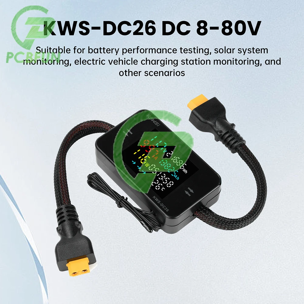 

Digital Multimeter Battery Monitor with LCD Display for Voltage Current Power Measurement Bidirectional Energy Tester DC 8-80V