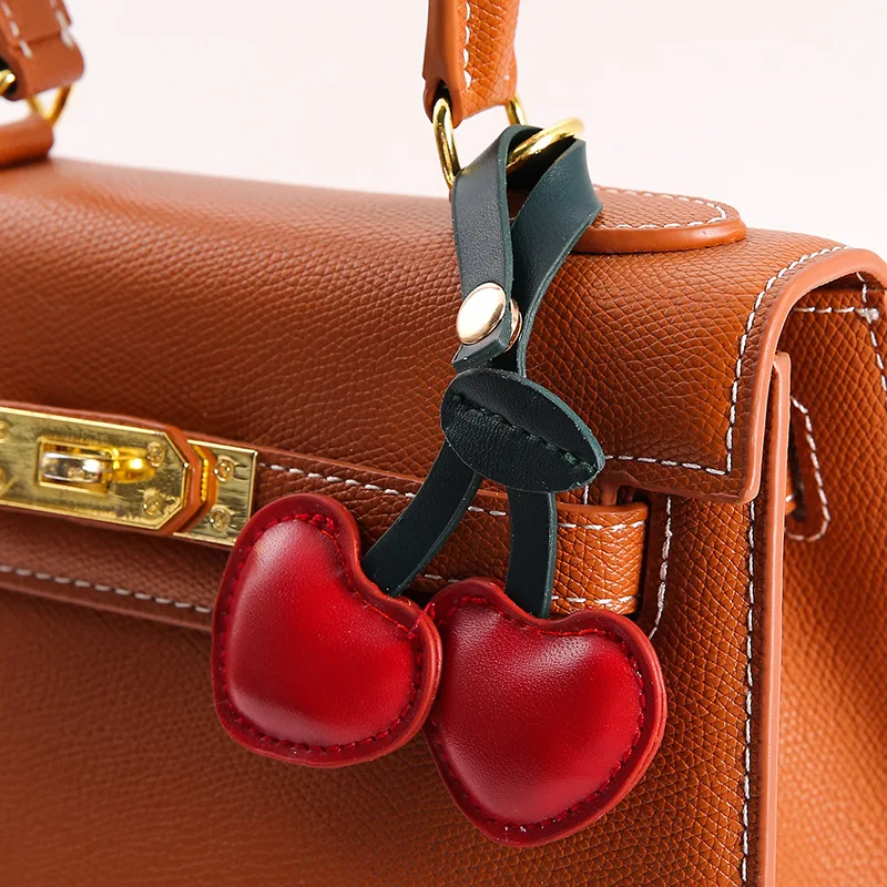 Leather Cherry Keychain Pendant Farmhouse Style Accessory for Bags Popular Product