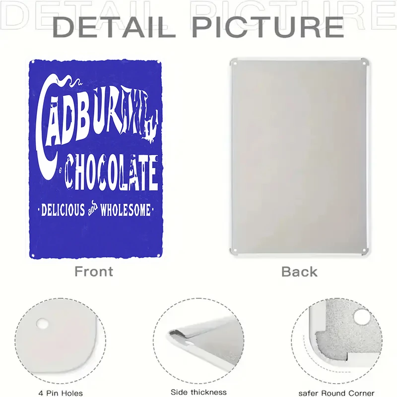 1 قطعة 2D شقة خمر كادبوري الشوكولاته القصدير اللوحة اللوحة الكلاسيكية الأزرق والأبيض الإعلان شعار البريطانية الحنين الديكور p