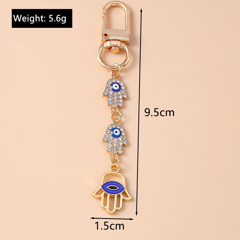 Retro Legierung Türkische Glück Böse Augen Schlüsselbund Hamsa Hand Schlüssel Ring Anhänger für Frauen Mädchen Handtasche Dekor DIY Schmuck Geschenke – Detail 9