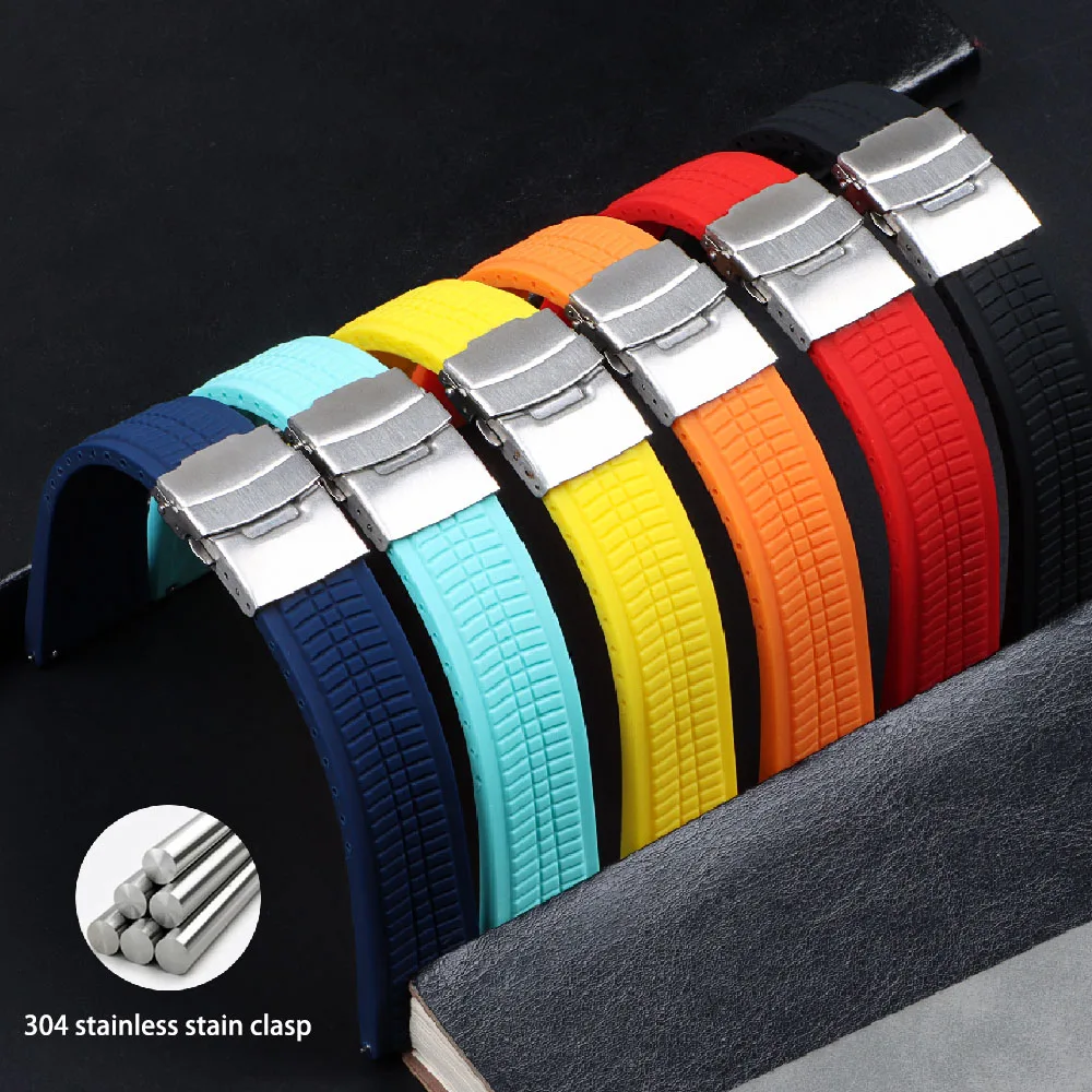 20/22/24mm Quick Release Soft Silicone WatchBand Rubber Waterproof Replacement for Samsung Galaxy for Seiko Strap of Rolex Watch