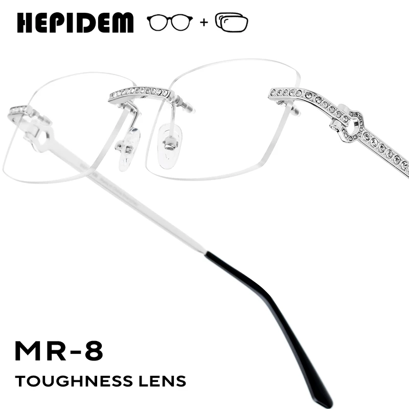HEPIDEM Progressive Prescription Glasses Photochromic Myopia Optical Lens Eyewear Men Alloy Square Eyeglasses Women 50267