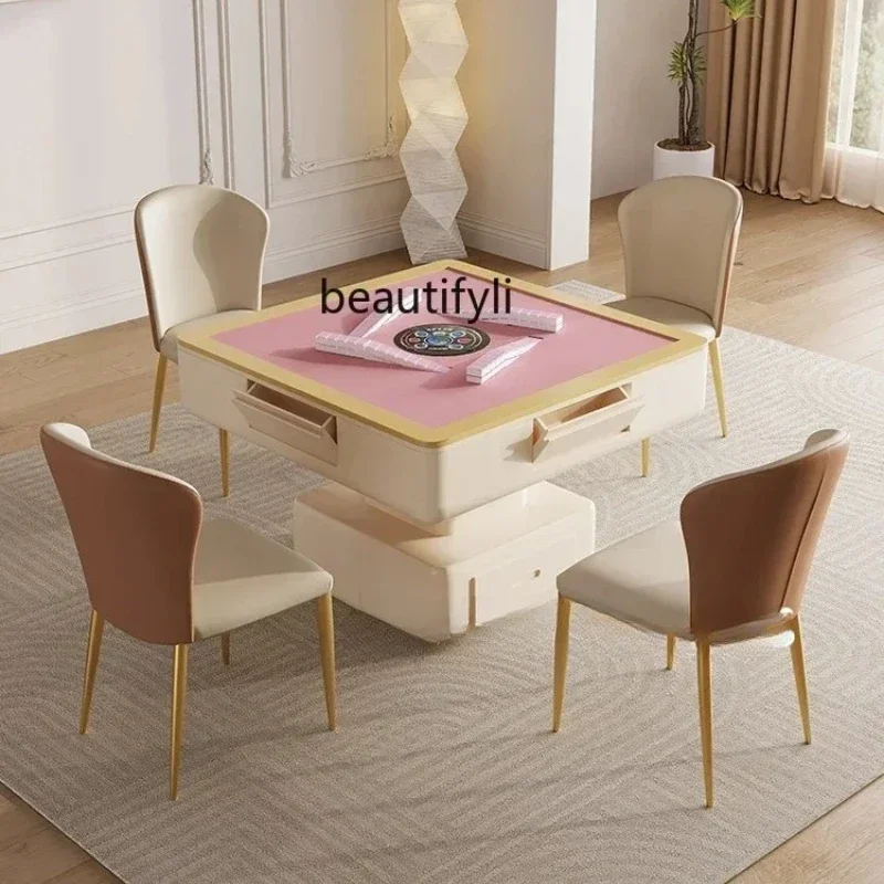 

60.Rock slab cream wind lift coffee table mahjong machine automatic mahjong table dual-purpose