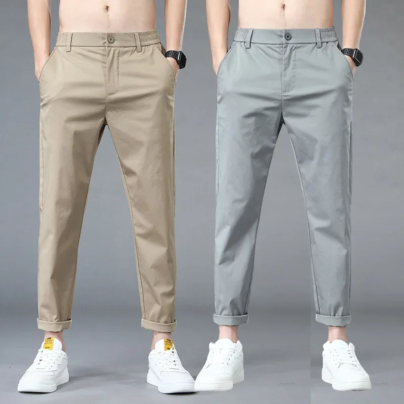 الحرير الجليد السراويل الرجال تسع نقاط فضفاضة السراويل الطويلة سراويل تقليدية رجالية الصيف رقيقة أربعة مواسم يمكن ارتداء الكبار شهم الترفيه