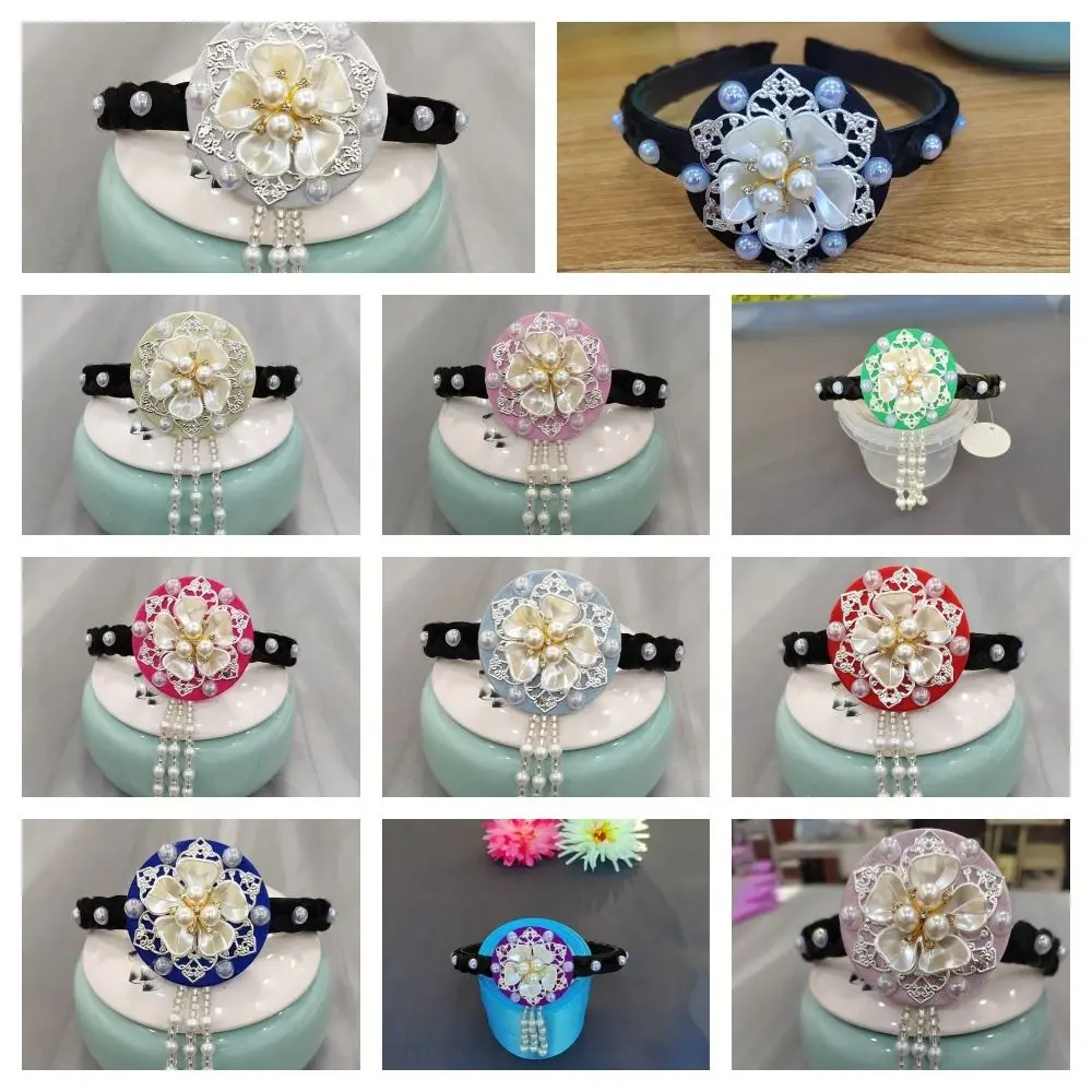 الحلو زهرة الكورية عقال اللؤلؤ مطرز الهانبوك هيرباند التقليدية العرقية نمط مرحلة الرقص الشعر هوب الأطفال #4