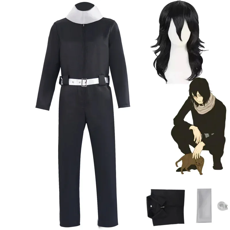 Anime My Hero Academia cabeza de borrador Aizawa Shouta Cosplay disfraz peluca monos negros uniforme hombre Halloween carnaval traje 5ftu ^ 5