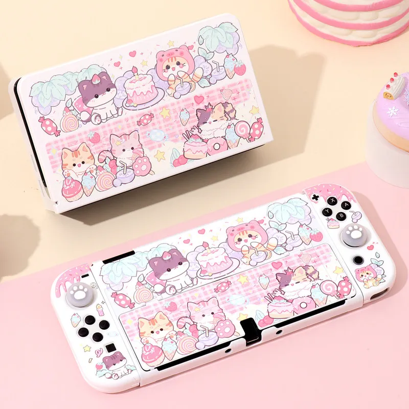 

Original Design Switch2 Protective Shell Cartoon Cat Cake Party Girl Custom Oled/Ns Protective Shell Anime Game Peripherals