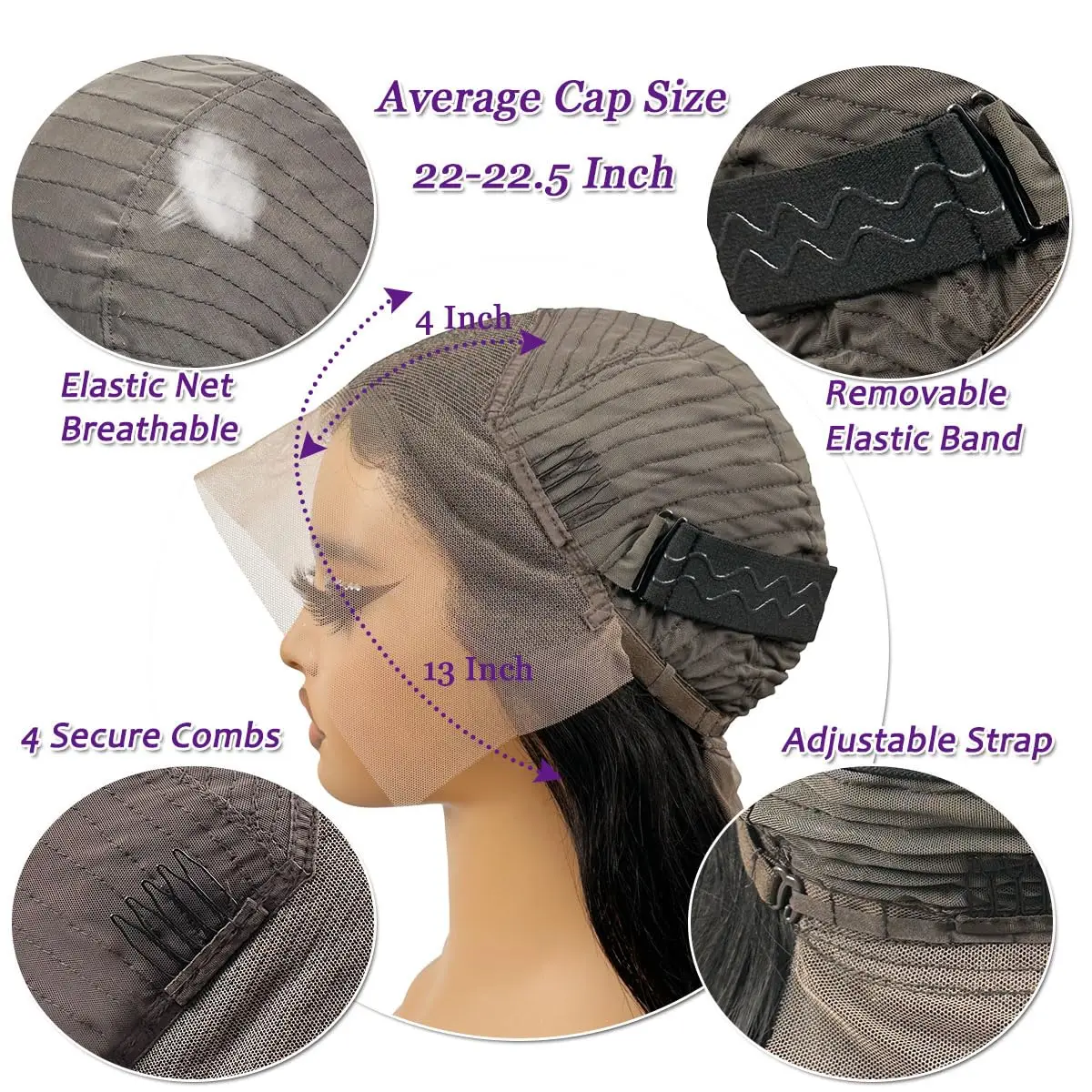 Wig Rambut Asli 42 Inch 200% Density 13x4 Straight Lace Front Untuk Wanita, Wig Rambut Asli 13x4 HD Lace Frontal Dengan Baby Hair