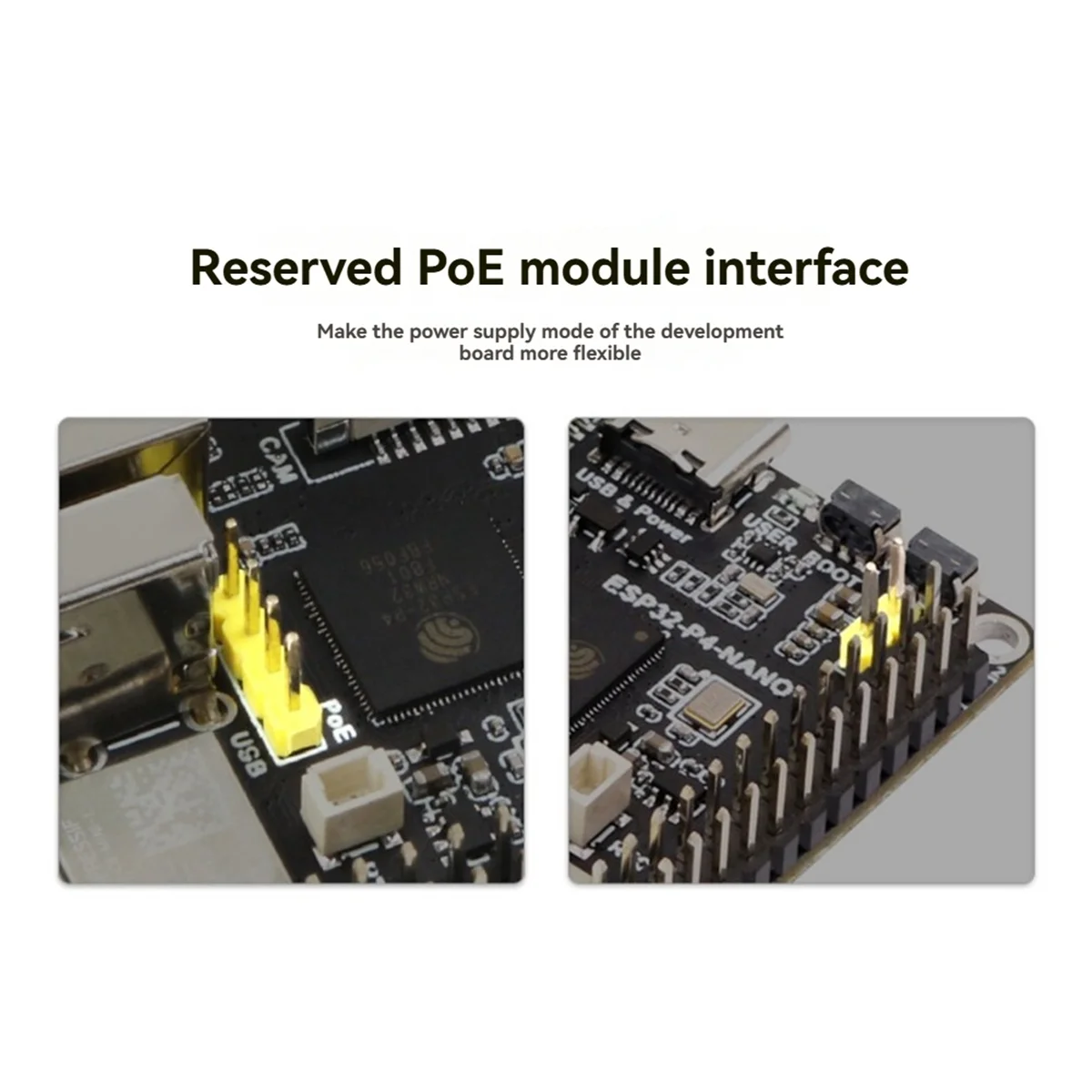 ESP32-P4-NANO Development Board+POE Module+Speaker Kit Dual-Core RISC-V WiFi6 Bluetooth5/BLE RJ45 100M Ethernet Port