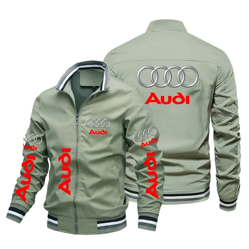 Motorcycle Jackets Audi Logo Print Men\'s Jacket Casual Windbreaker Fashion Slim Biker Sport Jacket Audi Men Clothing Racing Wear