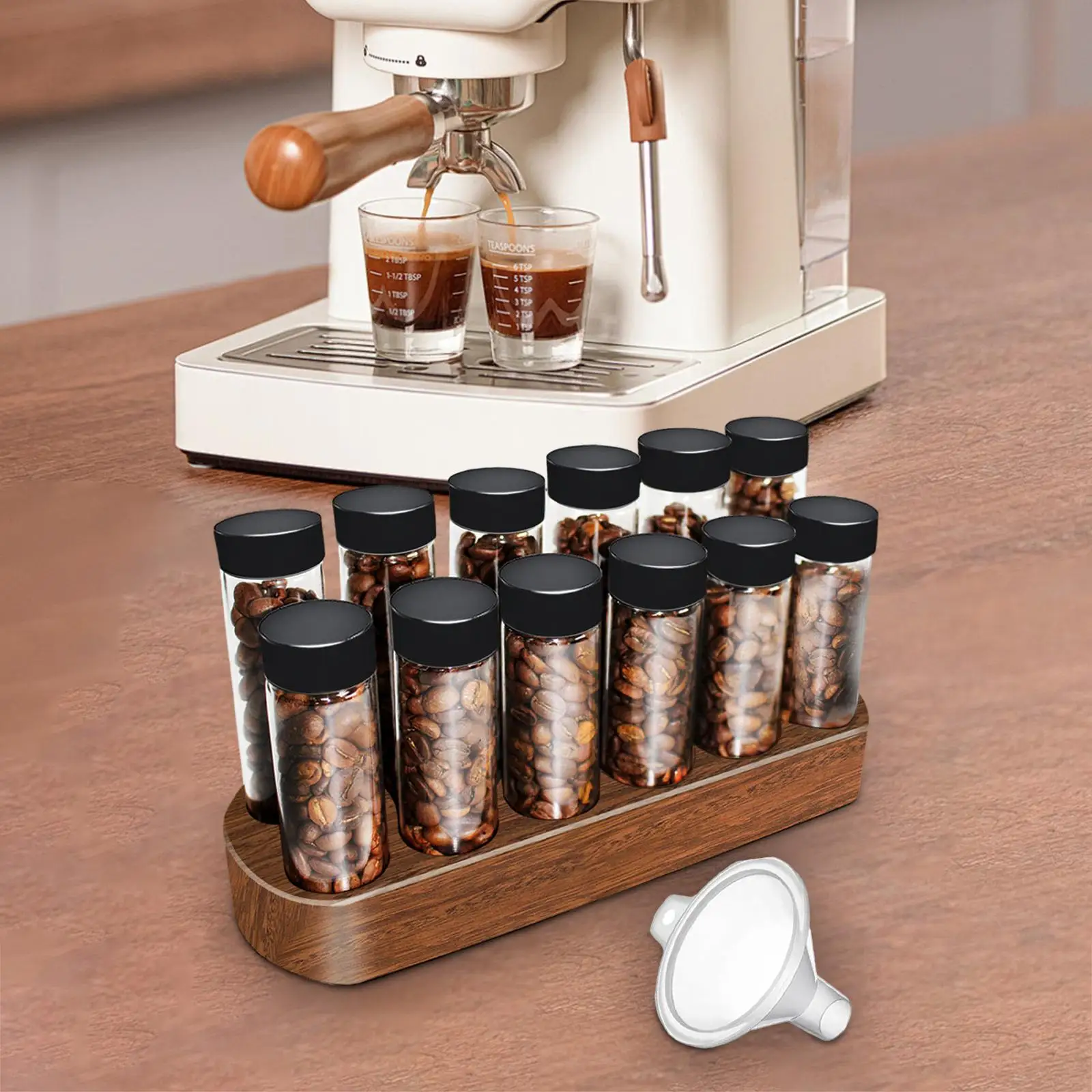 

Coffee Beans Storage Containers with Stand Refillable and Airtight Lids Tea Sugar Canister Glass Test Tubes for Pantry Kitchen