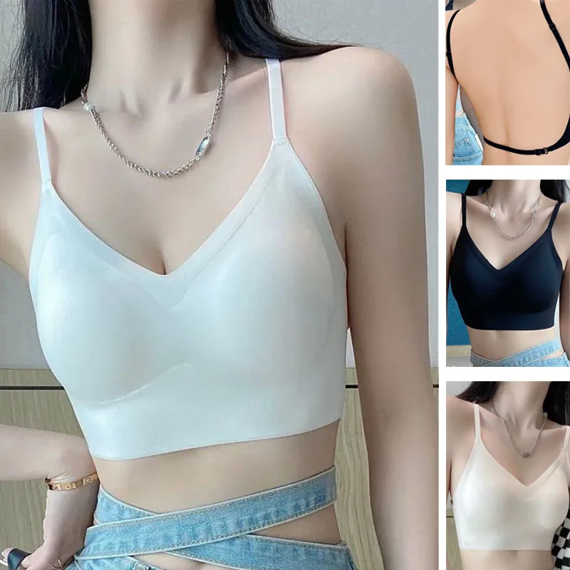 

1pcs Womens Invisible Bra Deep U Plunge Bras Backless Top With Dresses Female Sexy Lingerie Lady Anti sagging seamless Underwear