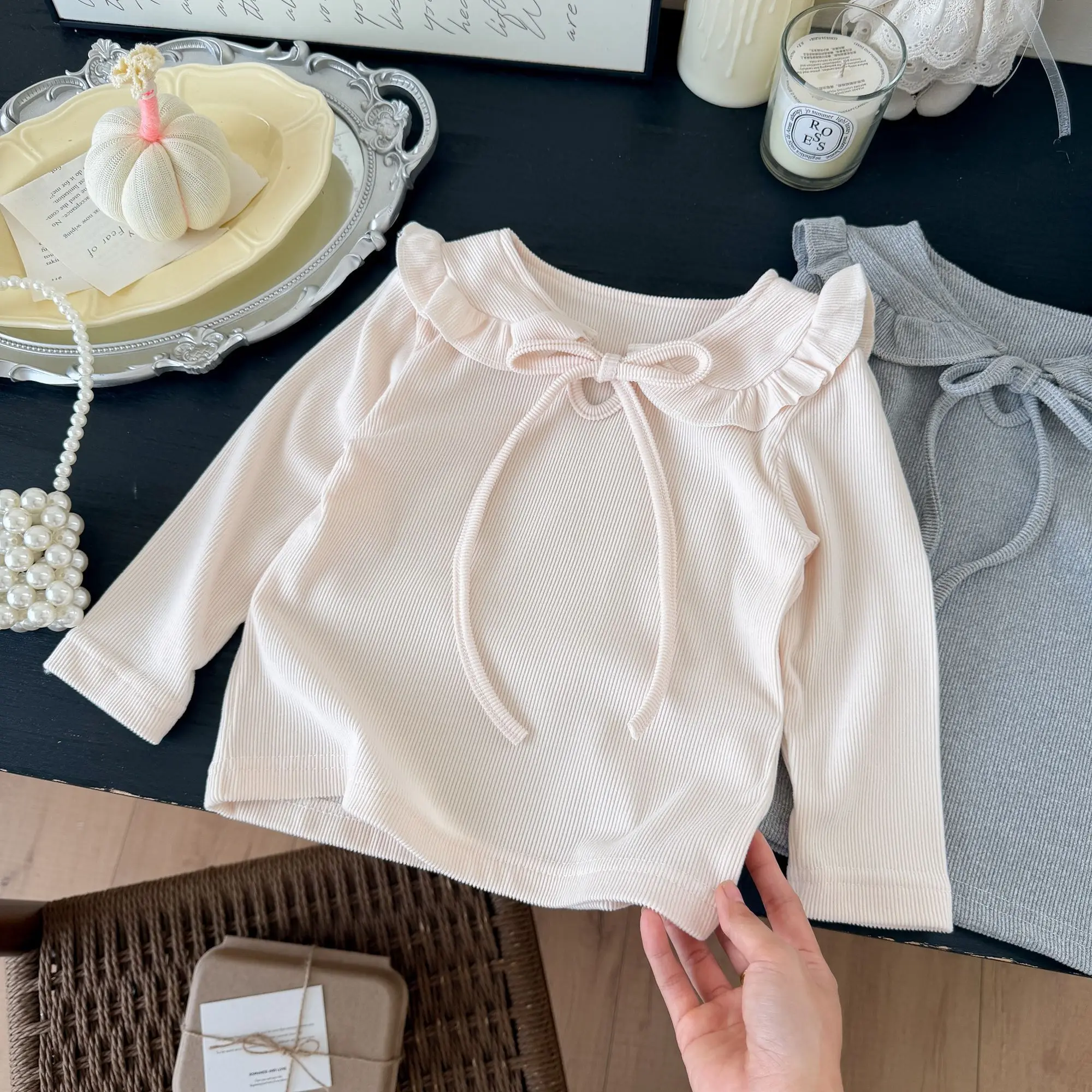 Autumn 2026 Girl Treasure Long Sleeved T-shirt Flip Collar Fashion Korean Versatile Children's Bottom Shirt