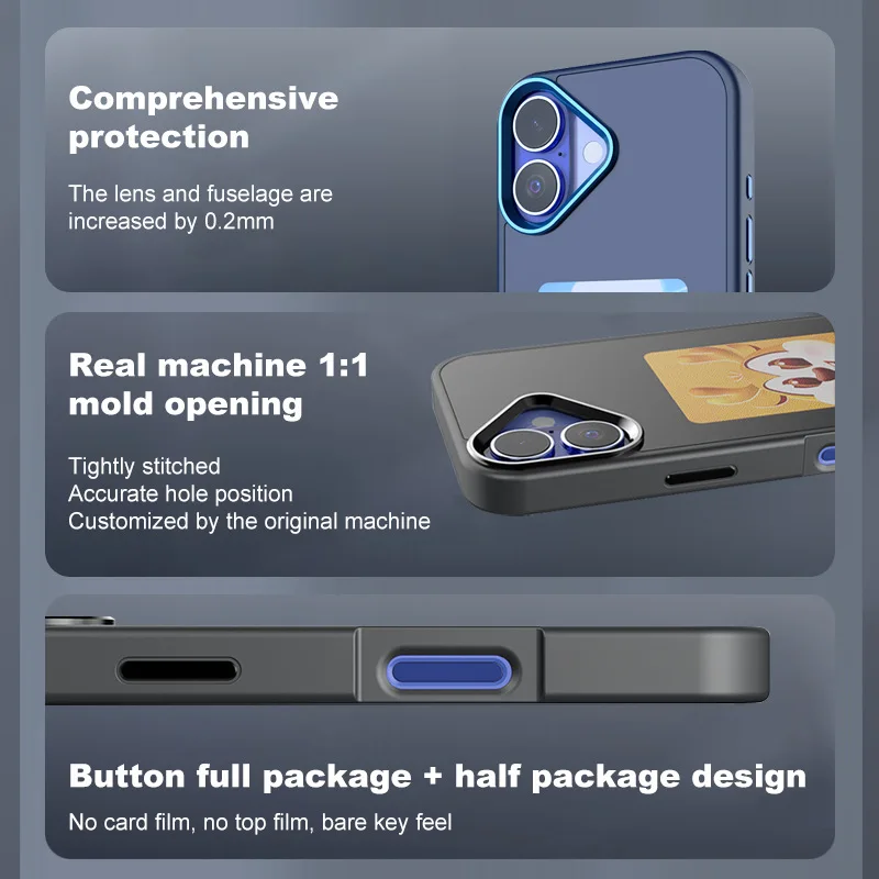 Four Color E-ink Screen NFC Function AI Phone Case for Iphone 16 15 14 13 Pro Max DIY Cases Shockproof Anti-scratch Phone Case